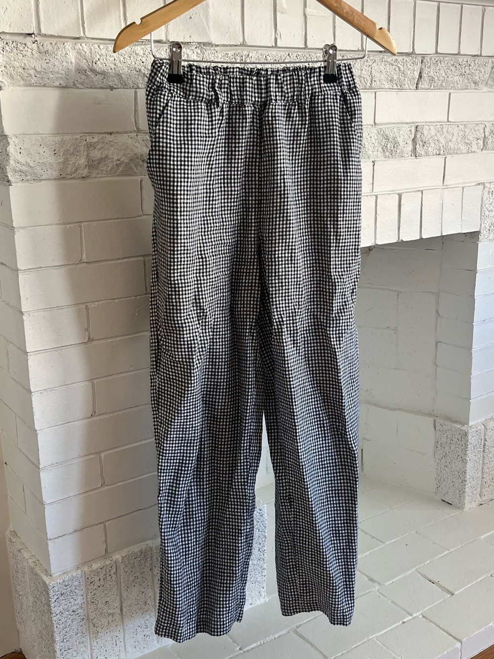 Quince Black & White Gingham Elastic-Waist Pants